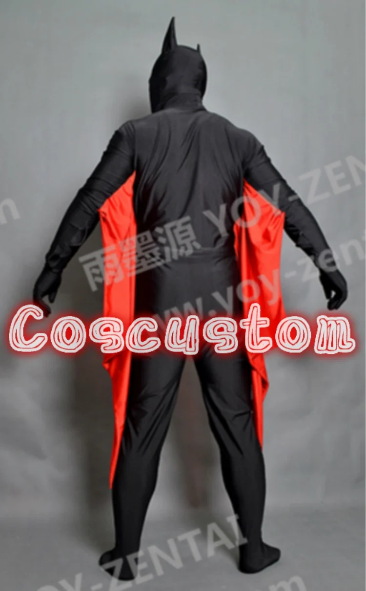 Coscustom высокое качество Бэтмен будущего костюма черный и красный цвета Костюм с Бэтменом лайкра боди с крыльями Косплэй костюм