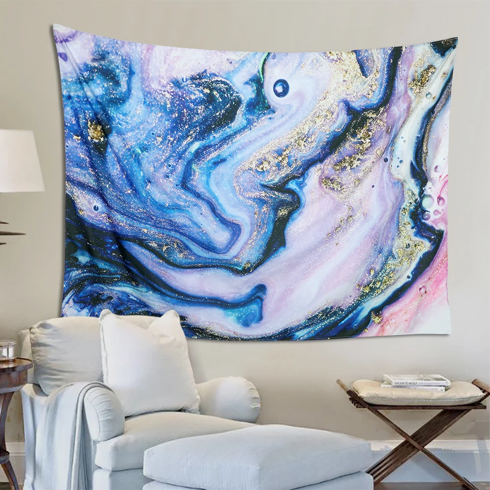 Горячий гобелен настенный ковер синий завиток мраморная печать Полиэстер Йога