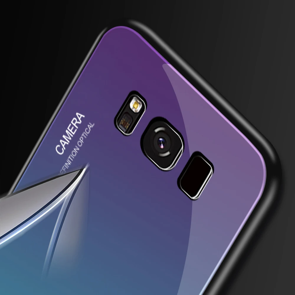 Градиентный чехол из закаленного стекла для телефона Samsung Galaxy s8 s9 s10 Plus S10E на