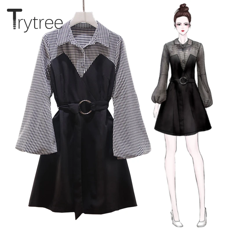 Trytree весеннее платье Повседневное трапециевидной формы женские с пышными