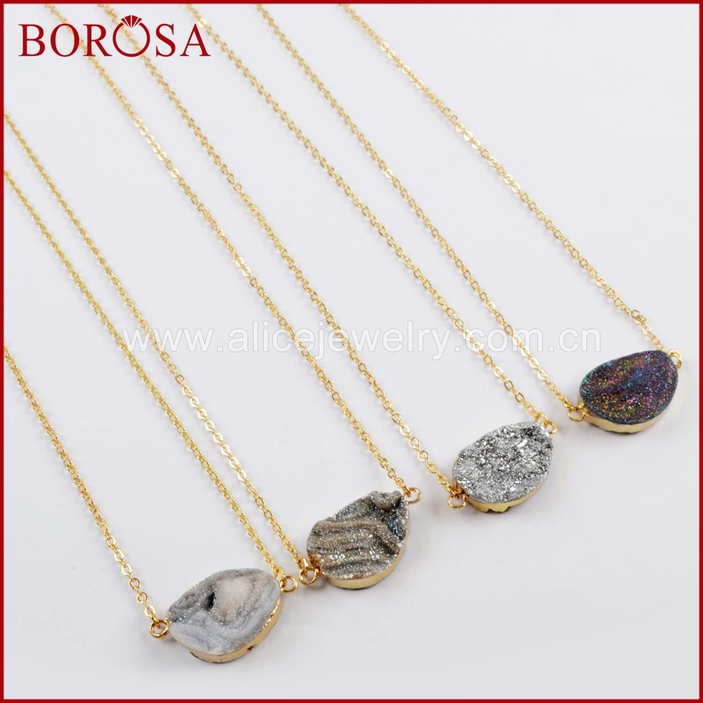 BOROSA 5/10 шт. 16 &quotЗолото Цвет Манго Форма Радуга Титан галактика Druzy кварцевый