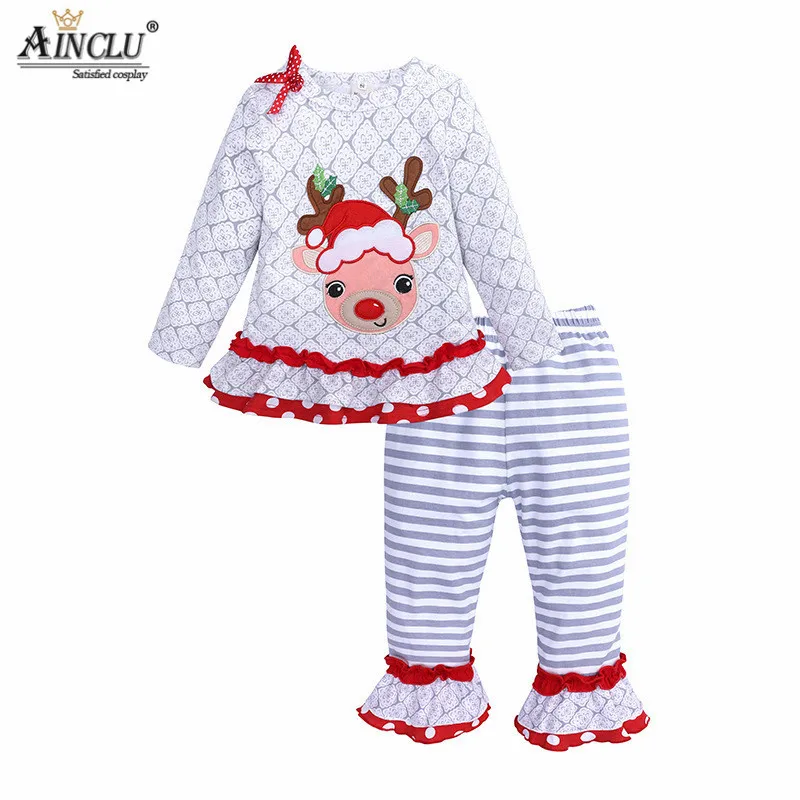 Новогодние рождественские костюмы Ainclu с лосями для детей комплект из топа