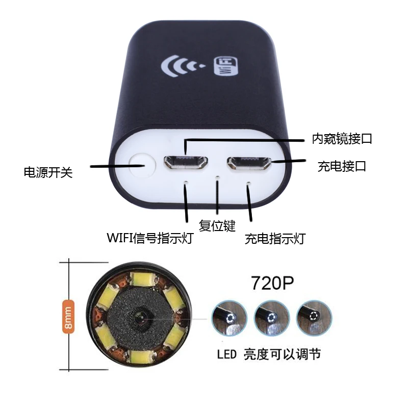 Скрытая Wifi эндоскоп HD 2 м видеокамера 720 P Водонепроницаемая мини камера Endoscopio для