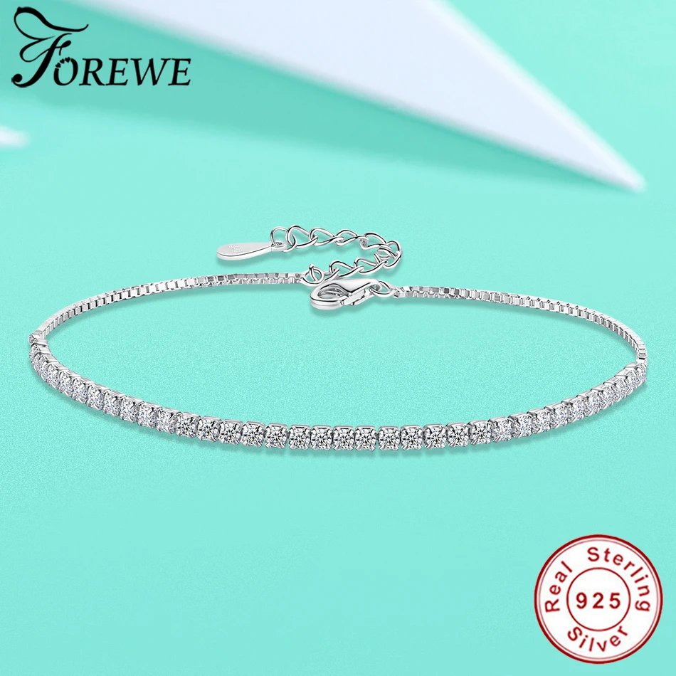 Forewe, 925 пробы серебряная подвеска-Шарм Браслеты для Для женщин с кубического циркония звено цепи, не вызывает аллергию, Стерлинговое Серебро-ювелирные изделия
