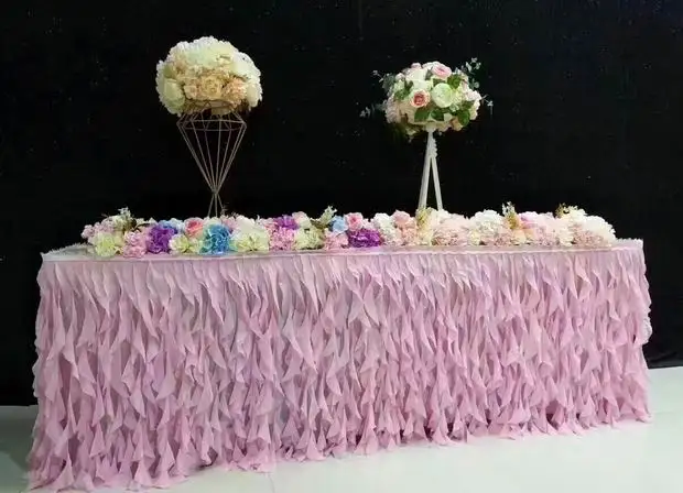 

romantic wedding table skirts table cloth wedding long table covers hotel home banquet party T-Stage decoration