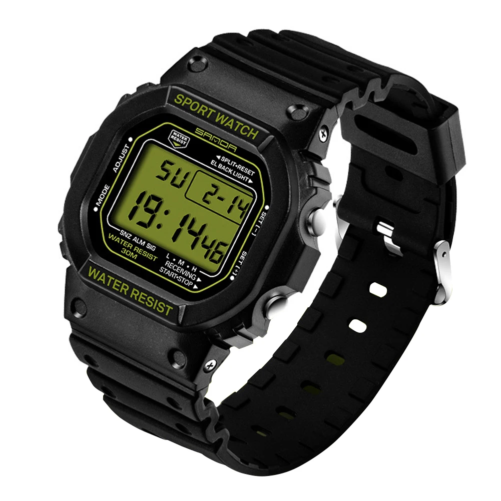 Модные унисекс водонепроницаемые horloges mannen цифровой дисплей Будильник Светящиеся спортивные наручные часы