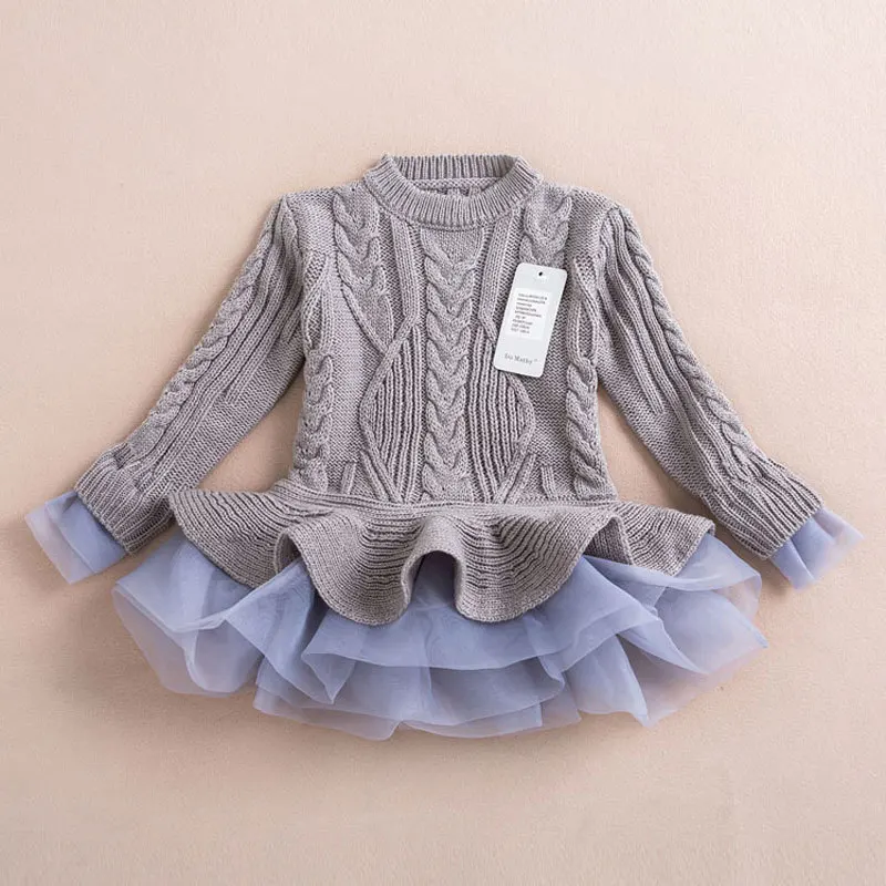Новые 2016 Вязаный свитер для девочек осенняя и зимняя одежда Pullovers детей надетая
