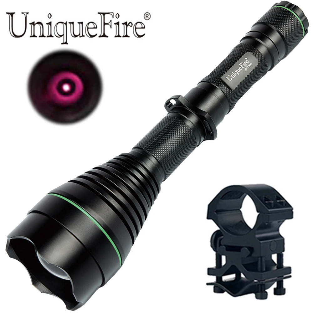 UniqueFire 1508 IR 850nm Infrared Light LED Flashlight T50 Zoomable Focus Night Vision Torch with Scope Mount for Night Hunting