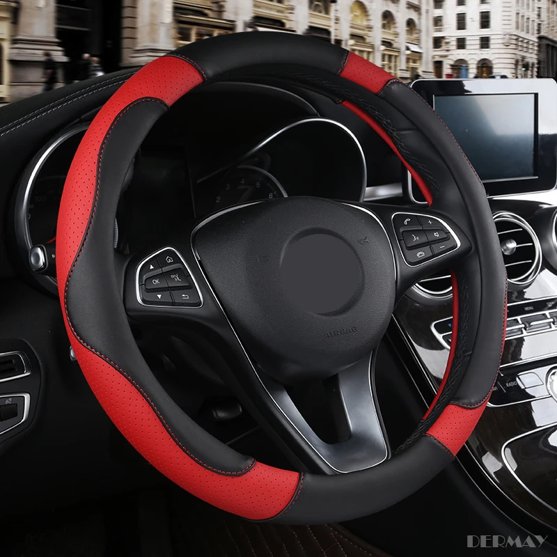 DERMAY спортивный чехол рулевого колеса автомобиля из искусственной кожи для Mazda 3