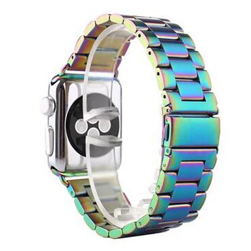 Seven colors Однотонные Нержавеющая сталь наручных часов iWatch, Ремешок Браслет для наручных часов Apple Watch, версия 1, 2, 3, 42 мм, 38 мм, версия металлический ремешок для наручных часов Iwatch, 4/5 40 мм 44 мм - Цвет ремешка: Seven colors