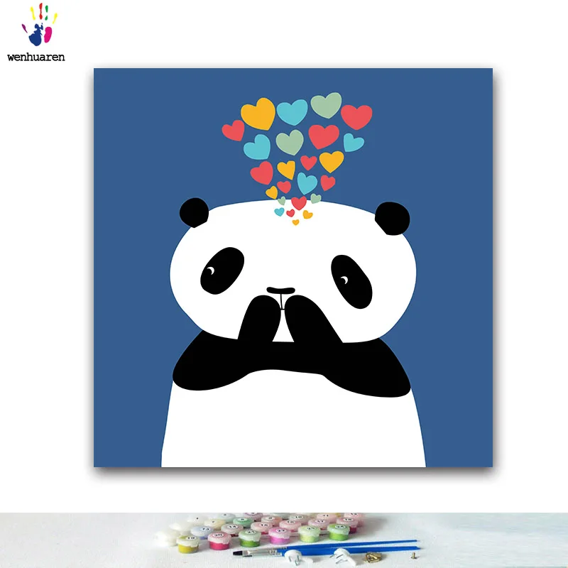 DIY colorings pictures by numbers with colors Cartoon couple animals picture drawing painting framed Home | Дом и сад