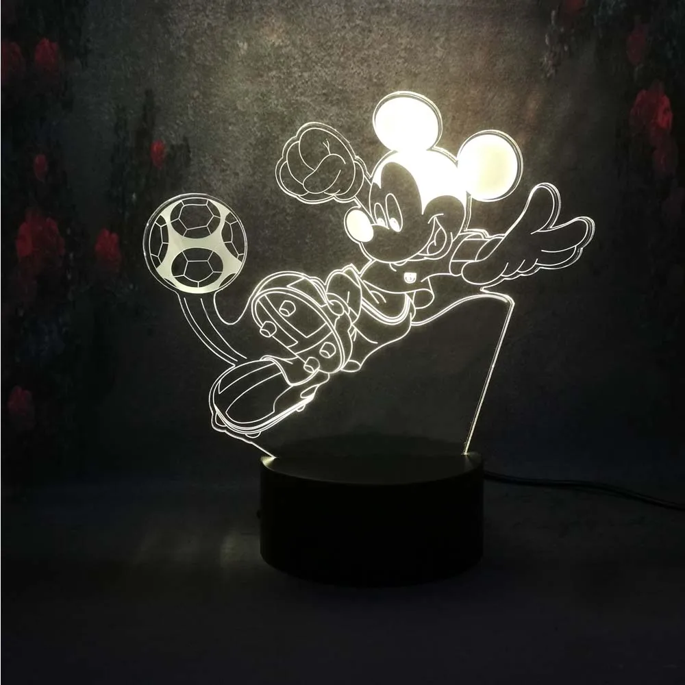 Lamparas de Lava LED 3d Night Lamp Love sport Mickey Creative Table Kid birthday Atmosphere Gift Decor illusion night light | Лампы и
