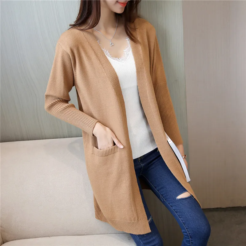 2021 New Autumn Winter Sweaters Cardigans For Women Cashmere Twist Knitwear With Pockets Fashion Solid Slim Female Long Cardigan |