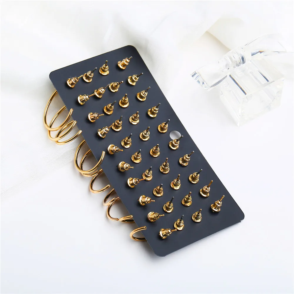 40 шт./компл. модные серьги гвоздики с круглыми бусинами и кристаллами для женщин