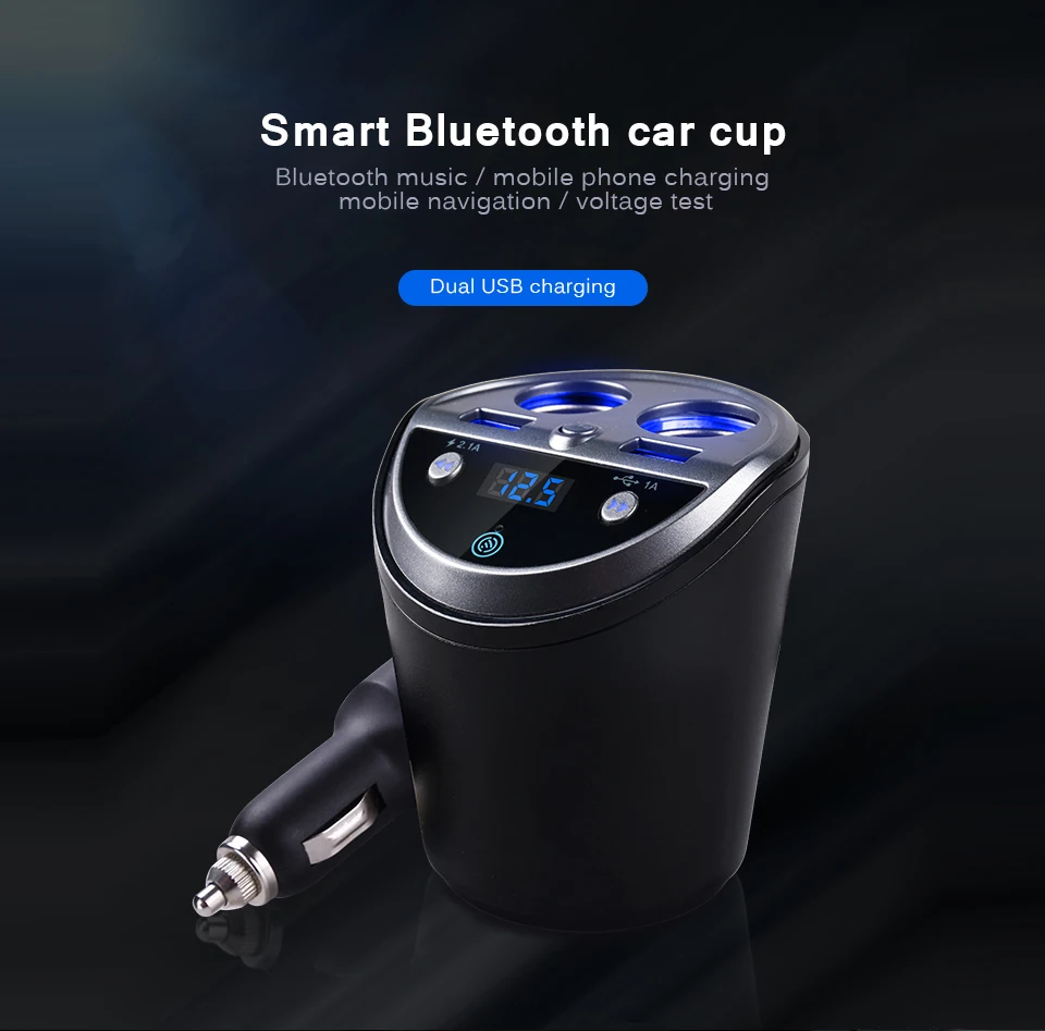 ANLUD Bluetooth, беспроводной автомобильный fm-передатчик, mp3-плеер, держатель для чашки, автомобильный комплект, fm-радио, двойной USB, автомобильный прикуриватель