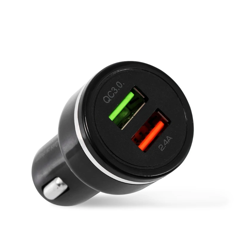 Быстрое Автомобильное зарядное устройство с двумя USB портами QC 3 0 быстрая зарядка
