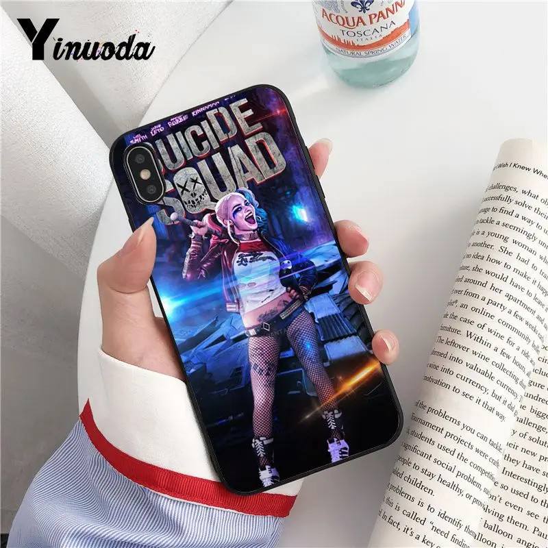 Yinuoda отряд самоубийц Джокер Харли Квинн чехол черный мягкий для телефона iPhone 8 7 6 6S