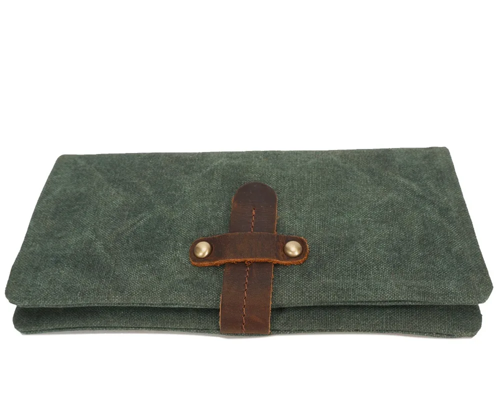 Для Мужчин's Винтаж холст кожаный бумажник мульти-карта длинные Двойные
