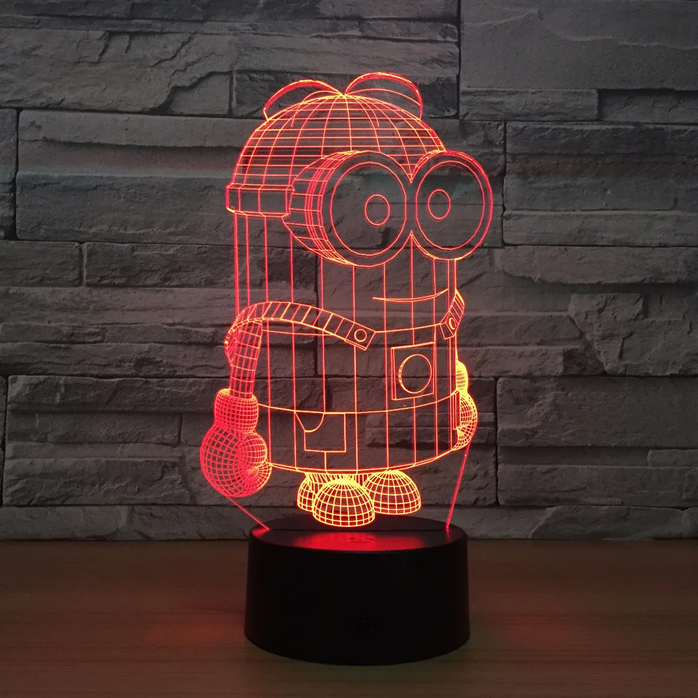 Миньоны 7 цветов маленький желтый человек 3D светодиодные ночники USB настольная лампа футбол Lampara домашний Декор Спальня Миньоны сна ночник