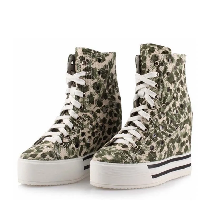 New women shoes woman canvas denim platform wedge high heels height increasing casual womens zapatillas deportivas zapatos mujer | Обувь