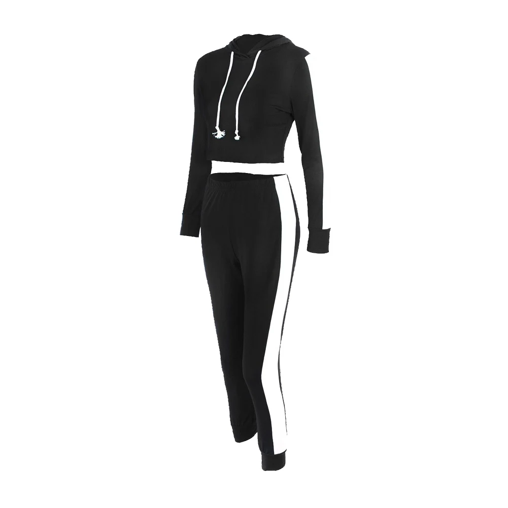 Комплект из 2 предметов для женщин Loungewear топ с капюшоном спортивная спортивный
