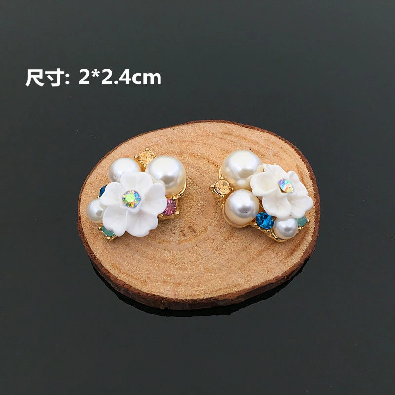 

Ivory Pearl buttons metal Flower center for handmade flower Silver flatback pink rhinestone button DIY Fashion decoration