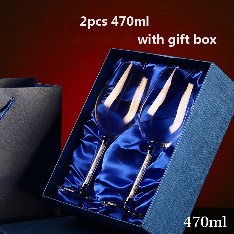 2pcs and gift box Бессвинцовый хрустальный бокал для вина Кубок для шампанского бокалы чашки прозрачное стекло питьевые домашние рюмки Бар Отель посуда для напитков - Цвет: 2pcs and gift box