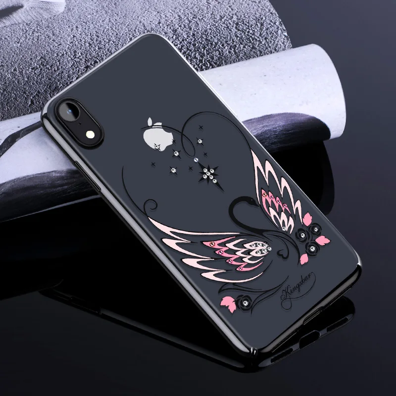 KINGXBAR Cartoon Bling diamond Cover for iPhone X Xs XR XS Max Swan Pattern Authorized Swarovski Plastic Case Capa |