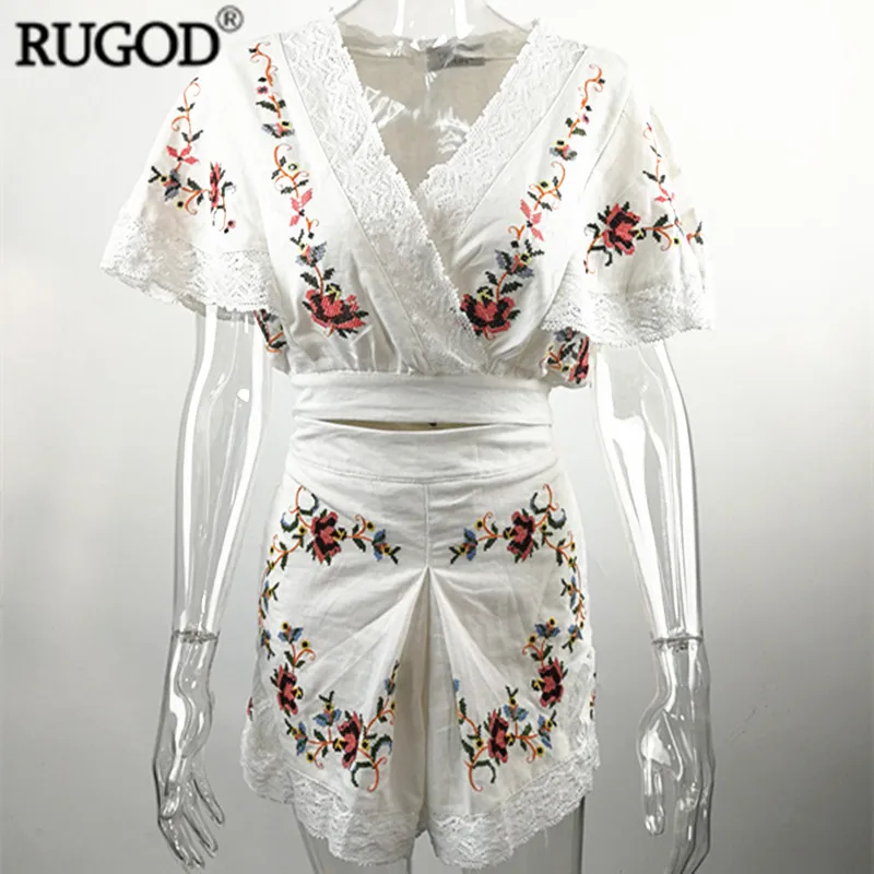 RUGOD комплект из 2 предметов в стиле бохо элегантные кружевные костюмы с цветочной