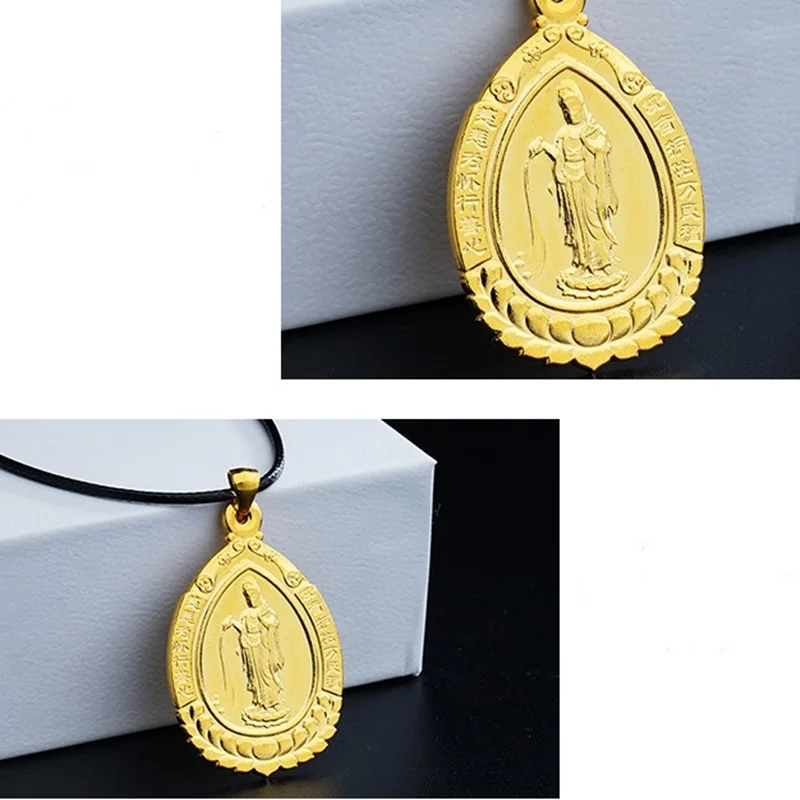 OMHXFC Wholesale European Fashion Woman Unisex Party Birthday Wedding Gift Water Drop GUANYIN 18KT Real Gold Charm Pendant PN85 | Украшения