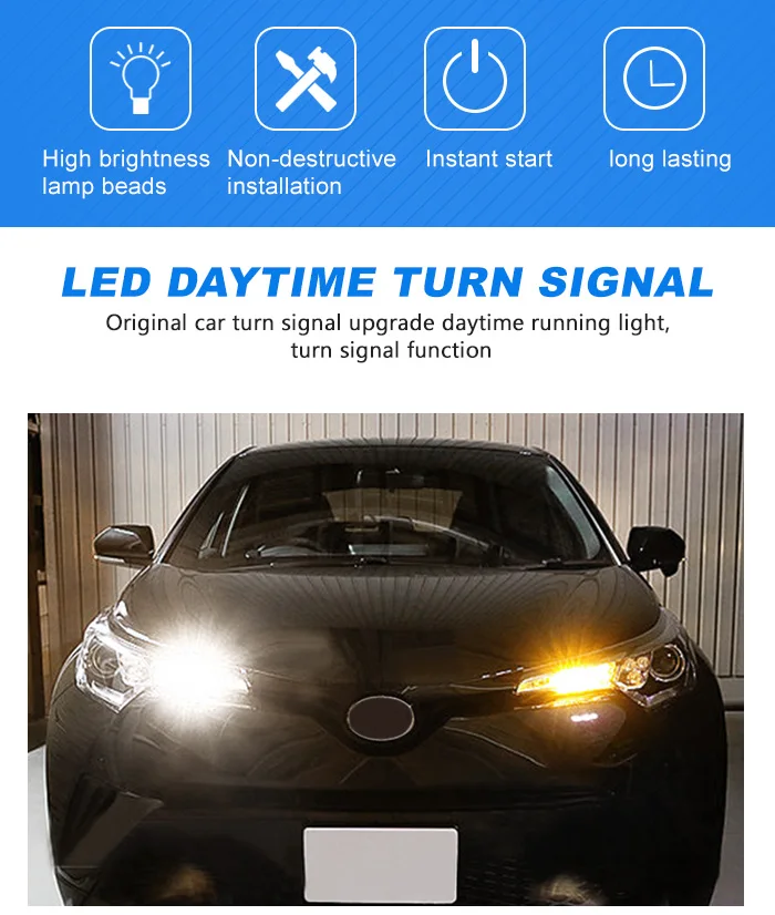 Tcart led drl поворотные сигнальные огни Дневные ходовые фары, аксессуары для автомобиля PY21W 1156 Bau15s для Toyota C-HR chr