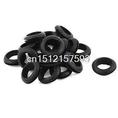 

20 x Black Rubber 20mm Open Hole Ring Dual Side Cable Wiring Grommet