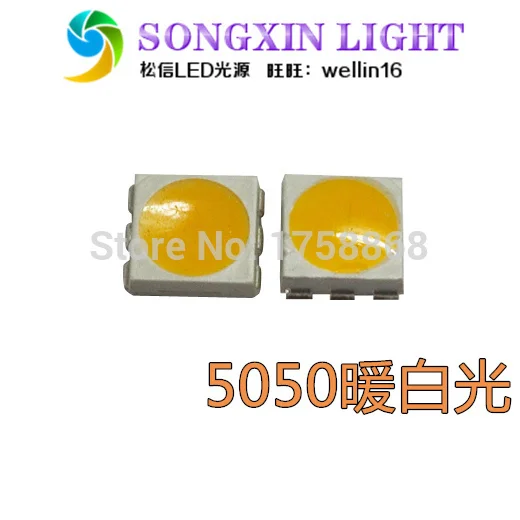 500 шт. 5050 теплый белый SMD/SMT 3 CHIPS светодиодный PLCC 6 супер яркий светильник высокого