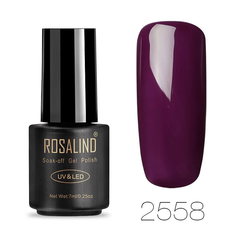 ROSALIND 7 мл; Гель-лак для ногтей, лак благородного фиолетового цвета серии Soak-off UV светодиодный Гель-лак Полупостоянный лак для ногтей - Цвет: RA2558