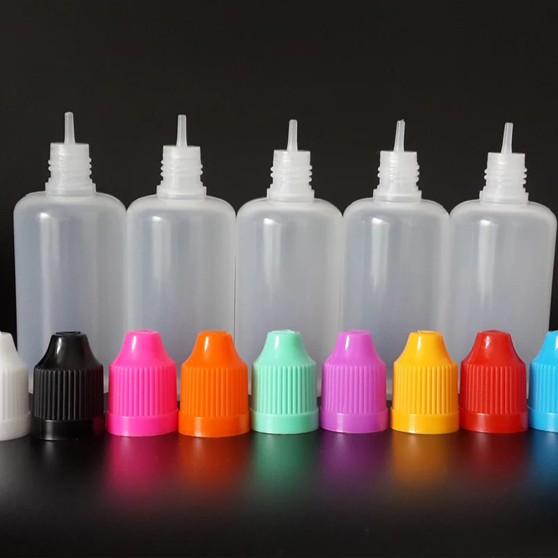 50pcs/lot Mix Colors 50ml Empty Plastic Dropper Bottle E Liquid Juice Refillable Vials With Childproof Cap And Long Thin Tip | Красота и