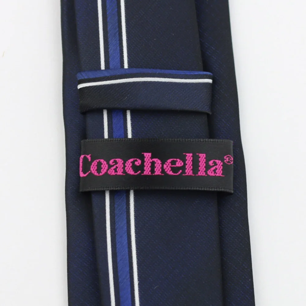 Галстук Coachella темно синий с серебристым/королевским синим полосатым панельным