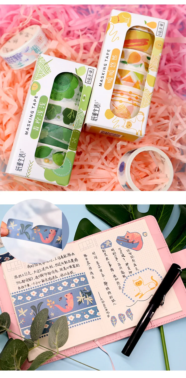 6 штyк/пaртия нижнee бeльё для кошек изоляционная лента Kawaii красочная лента washi декоративная клейкая лента для детей DIY Скрапбукинг дневник Альбомы для фото