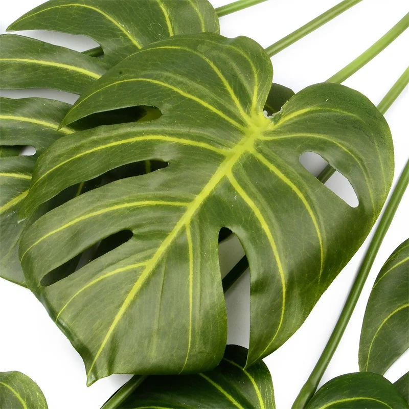 7 голов/Партия искусственный зеленый поддельный лист Monstera тропическая Пальмовая