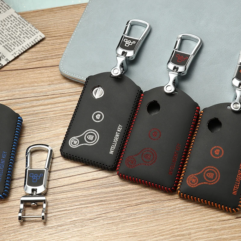 

luckesy leather key cover for nissan teana 2004 2005 car key case holder intelligent key key2y