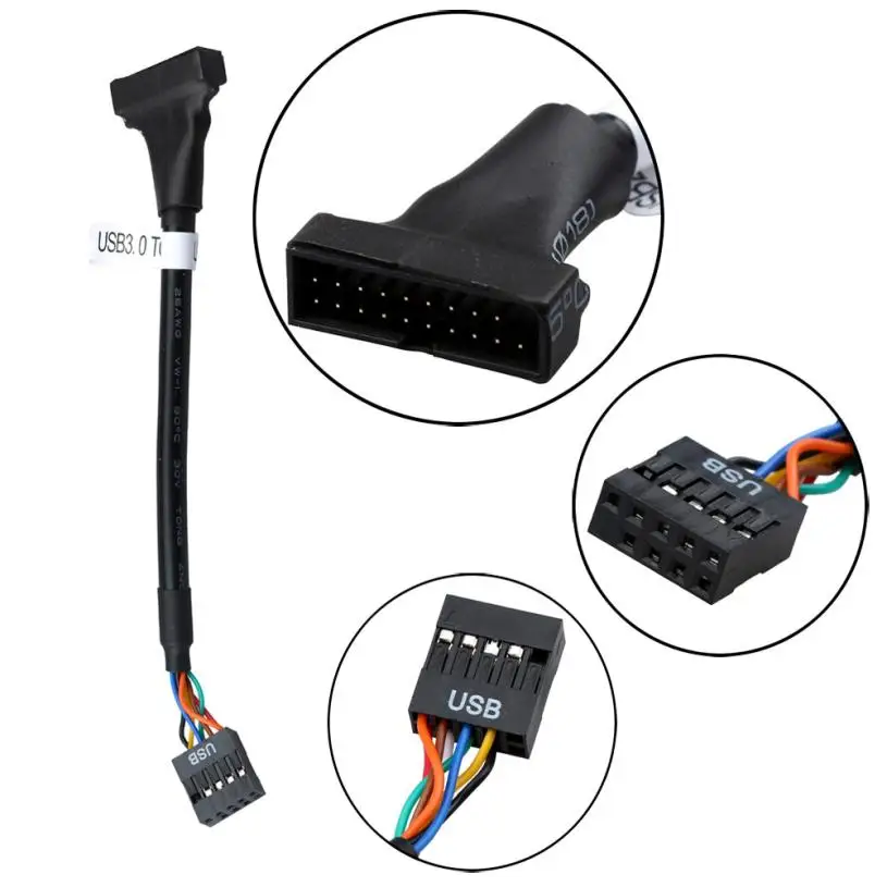 2 шт. USB 3 0 20 штыревой разъем типа папа к 9-контактный материнская плата Женский