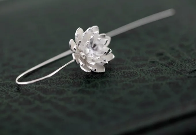 Модные 925 серебряные серьги цветок лотоса ювелирные изделия Pendientes Brincos|jewelry