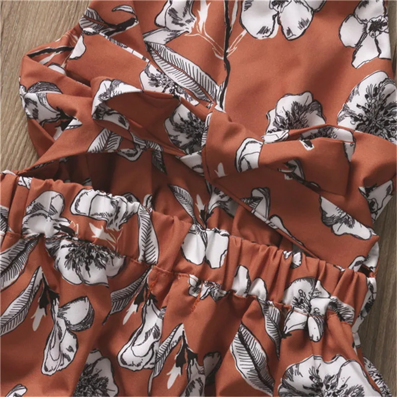 Bebe/2017 г. детские летние комбинезоны с открытой спиной и цветочным рисунком для