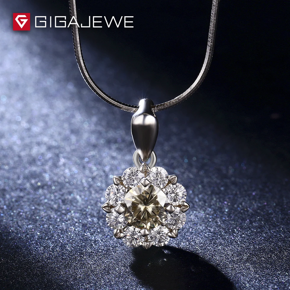 GIGAJEWE 0.5ct желтоватого цвета круглой огранки камень Муассанит змея Chian ожерелье для серебряных ювелирных изделий