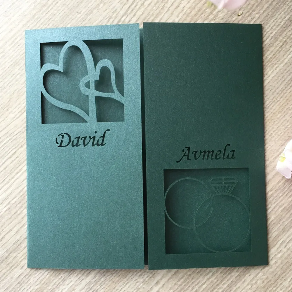 

35pcs Laser Cut Heart Pattern Wedding Initations Cards Event&Party Supplies Greeting Blessing Card