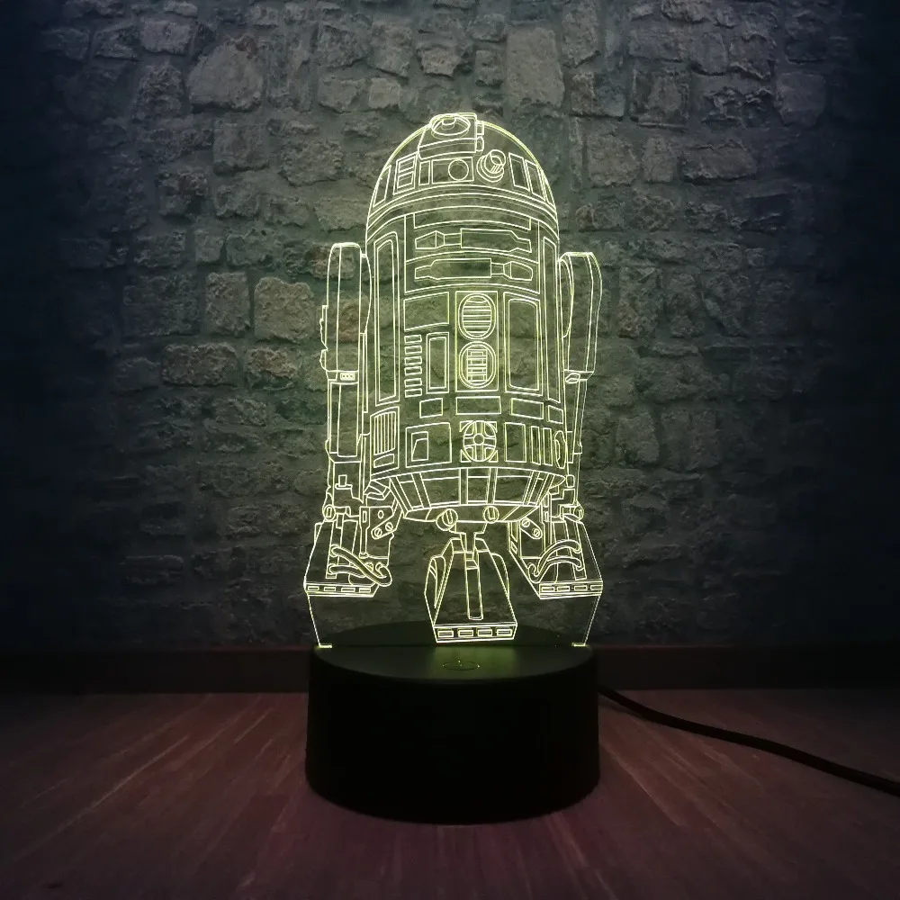 3D Светодиодная настольная лампа Звездные войны Warship R2D2 робот ракета модель Touch USB 7