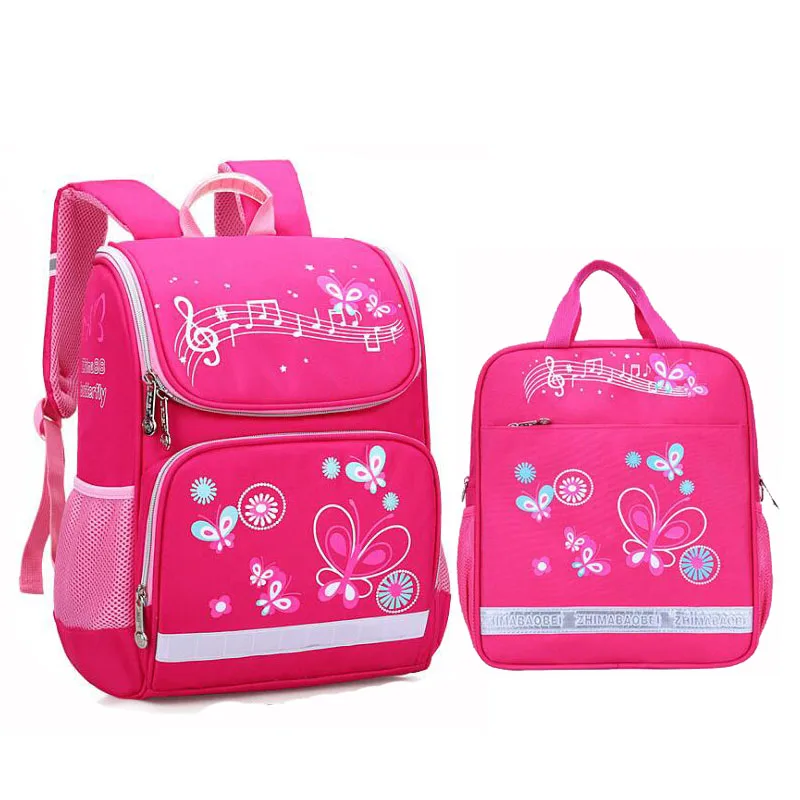 Rose set Детские школьные сумки, набор для девочек и мальчиков, ортопедический рюкзак, мультяшная бабочка, автомобиль, школьная сумка, детский Ранец, рюкзак Mochila - Цвет: Rose set