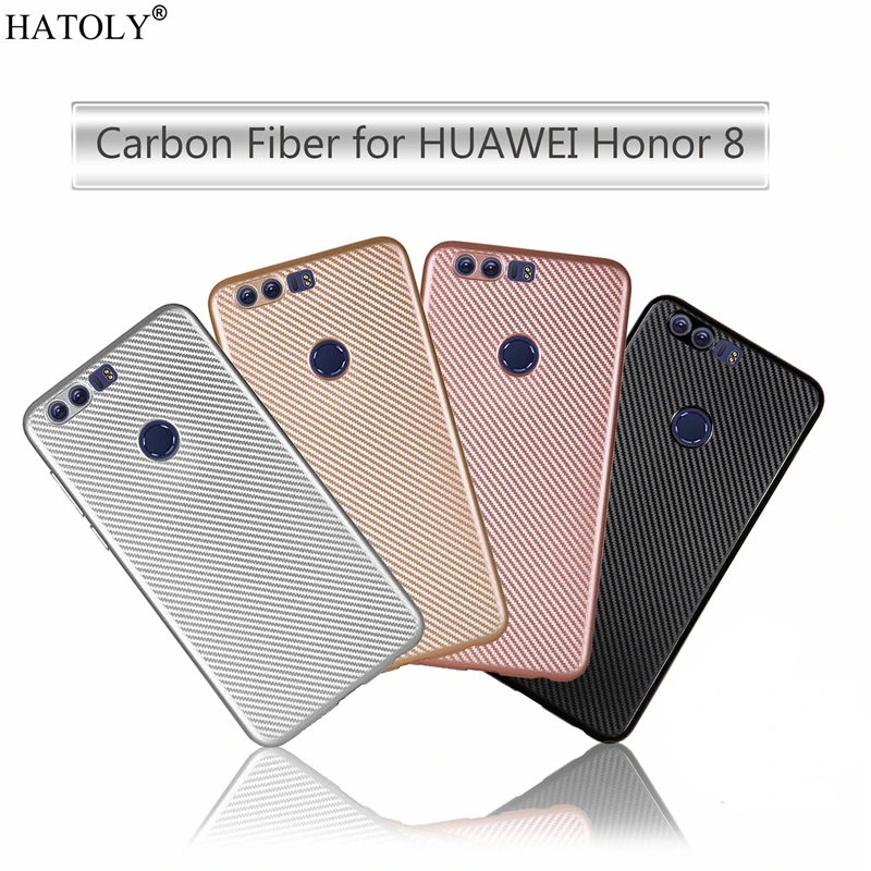 HATOLY For Fundas Huawei Honor 8 Case 5.2&quot honor Ultra-thin Soft TPU Carbon Fiber Back Cover for |