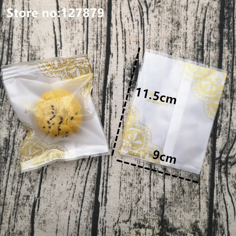 Gold Lace 9x11.5cm 50 шт несколько дизайн упаковочная сумка пластиковые мешки для пирожных печенья упаковка пластиковые пакеты для печенье конфеты еда матовое плоское уплотнение - Цвет: Gold Lace 9x11.5cm