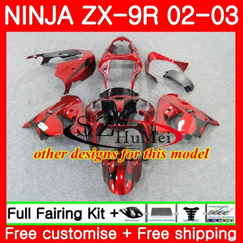 Корпус для KAWASAKI NINJA ZX-9R 02-03 ZX900 ZX 900 ZX9 R 17NO.1 900CC 9 ZX9R 02 03 9R 2002 2003 комплект обтекателей