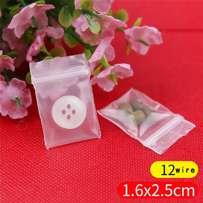 1.6x2.5cm 100 шт мини пластиковые пакеты с застежкой Ziplock таблетки упаковочные пакеты небольшой замок типа молния сумки 0,12 мм Толстая пластиковая застежка-молния сумка для продуктов - Цвет: 1.6x2.5cm
